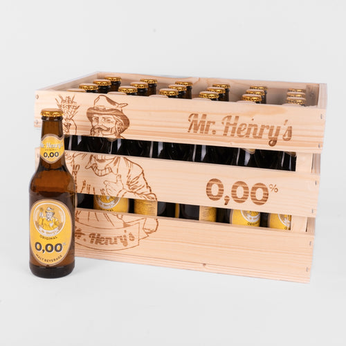 Mr. Henry's Limited Edition houten krat met 24 flessen alcoholvrij bier